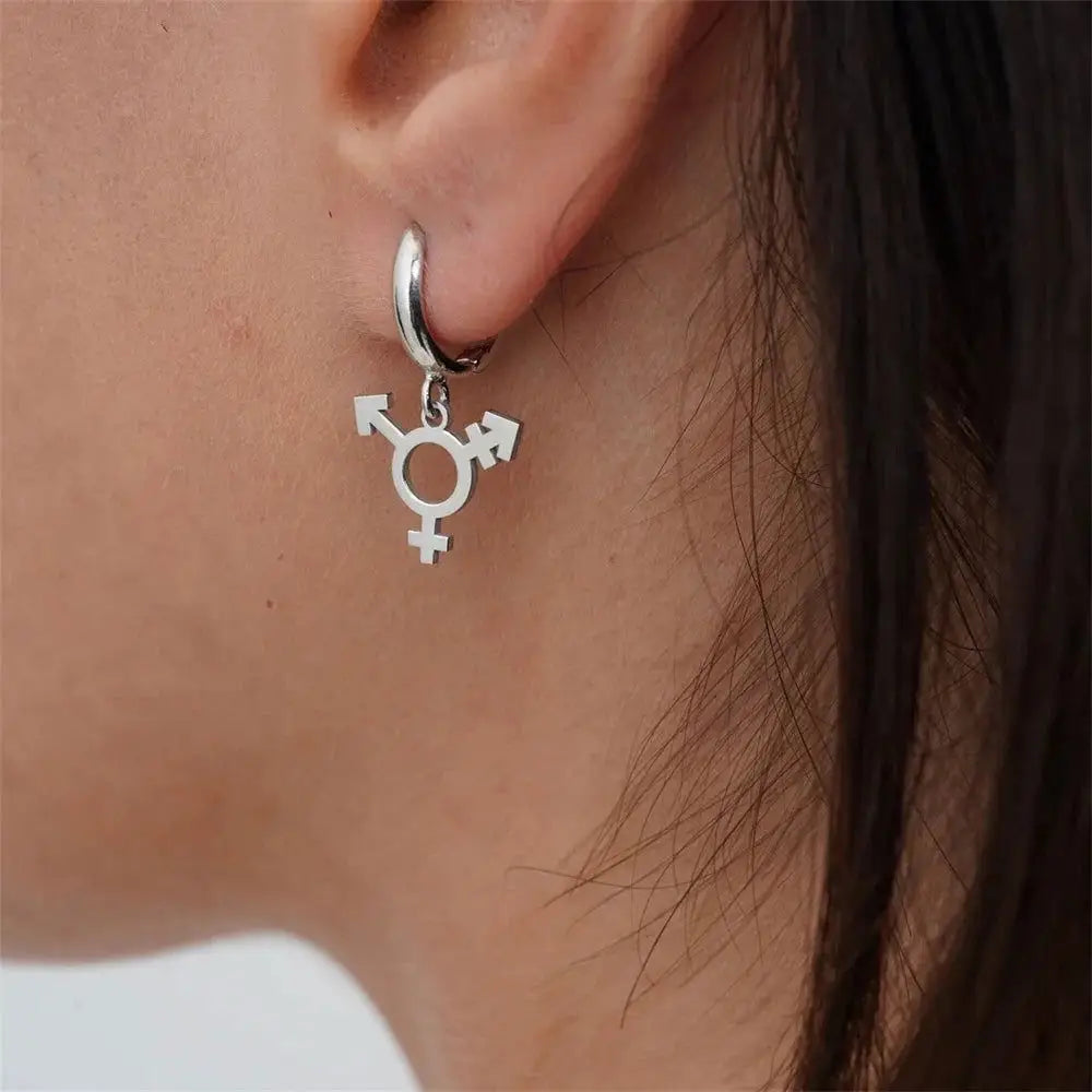 Tangula Stainless Steel Earrings Transgender Symbol Minimalist Earrings Accessories Lgbt Gay Trans Pride Jewelry For Sister Fash - Lifestyle Travel Trading