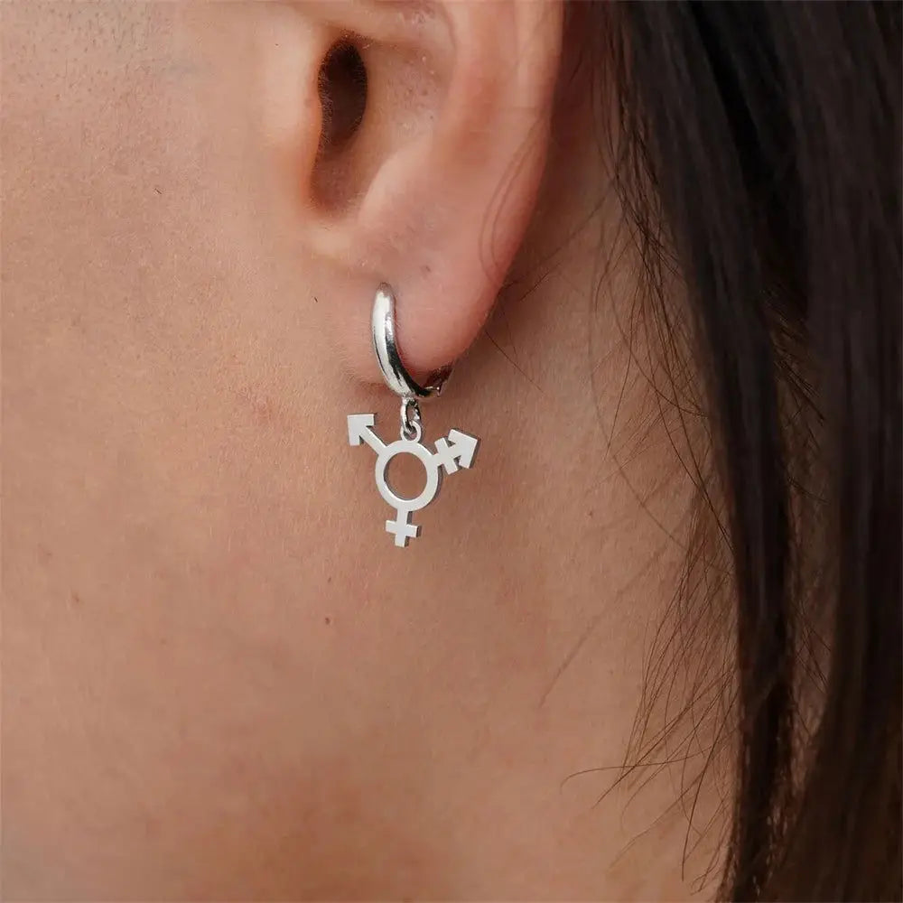 Tangula Stainless Steel Earrings Transgender Symbol Minimalist Earrings Accessories Lgbt Gay Trans Pride Jewelry For Sister Fash - Lifestyle Travel Trading