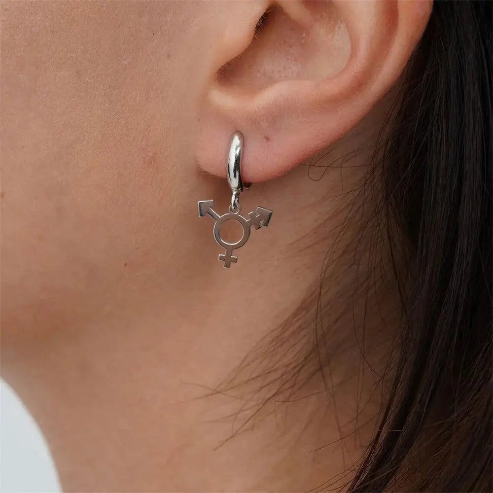 Tangula Stainless Steel Earrings Transgender Symbol Minimalist Earrings Accessories Lgbt Gay Trans Pride Jewelry For Sister Fash - Lifestyle Travel Trading