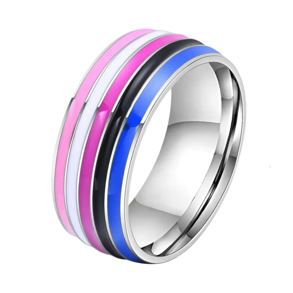 Stainless Steel Lesbian LGBT Ring for Women Couple , pride Love Promise Band Stripe Flag Color Engagement Rings - Lifestyle Travel Trading