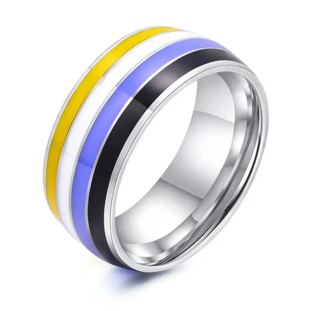 Stainless Steel Lesbian LGBT Ring for Women Couple , pride Love Promise Band Stripe Flag Color Engagement Rings - Lifestyle Travel Trading