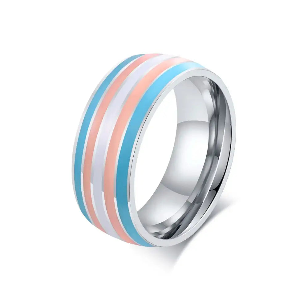 Stainless Steel Lesbian LGBT Ring for Women Couple , pride Love Promise Band Stripe Flag Color Engagement Rings - Lifestyle Travel Trading