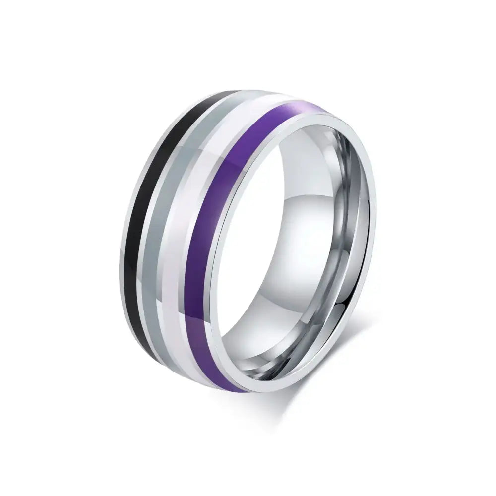 Stainless Steel Lesbian LGBT Ring for Women Couple , pride Love Promise Band Stripe Flag Color Engagement Rings - Lifestyle Travel Trading