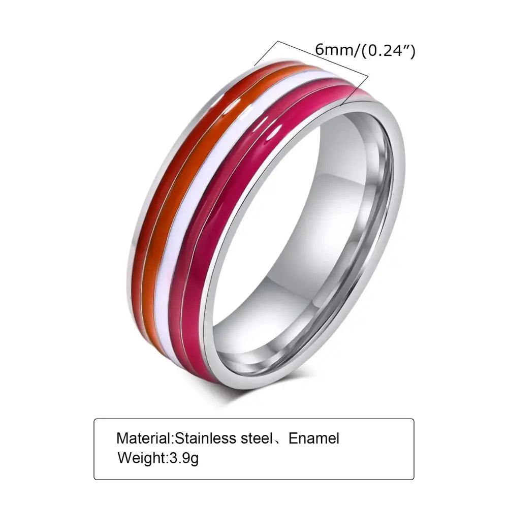 Stainless Steel Lesbian LGBT Ring for Women Couple , pride Love Promise Band Stripe Flag Color Engagement Rings - Lifestyle Travel Trading