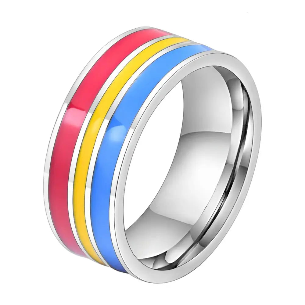 Stainless Steel Lesbian LGBT Ring for Women Couple , pride Love Promise Band Stripe Flag Color Engagement Rings - Lifestyle Travel Trading