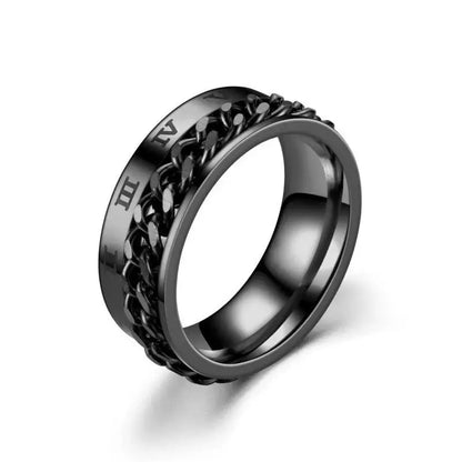 Titanium Steel Rotatable Chain Rings Men Women Stress Ring For Anxiety Couple Jewelry 8mm Corkscrew Rings Multifunctional Gift - Lifestyle Travel Trading