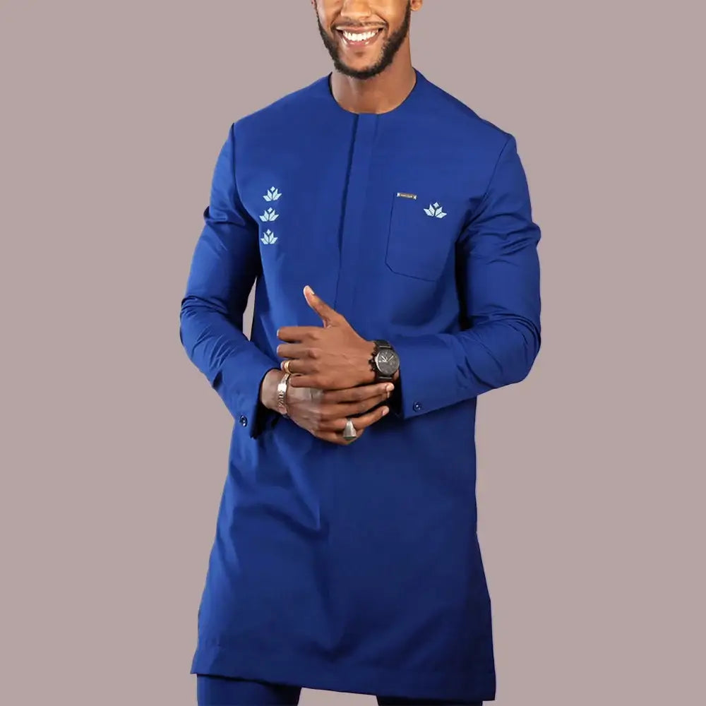 Summer African Men’s Traditional Elegant Suits Outfit Dashiki 2Pcs Shirt & Pants Full Set Designer Clothes Abaya Brand