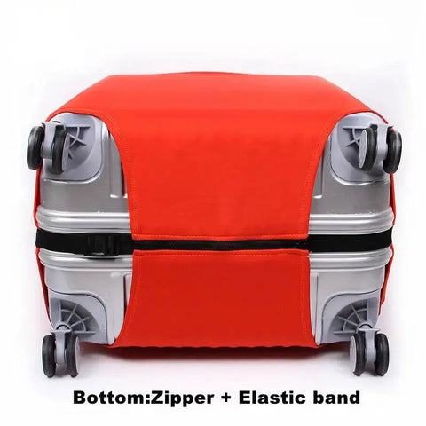 Red suitcase cover with zipper and elastic band for secure travel accessories lifestyle