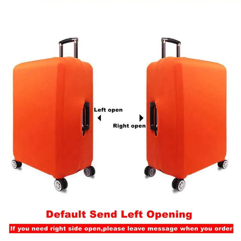 Orange luggage covers with side handle openings for spacious PC luggage travel accessories lifestyle
