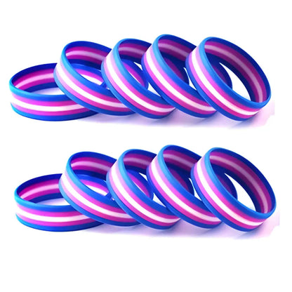 Transgender Pride Flag Silicone Rubber Bracelets Sports Wrist Band Bangle for Women Men SLP-0007 - Lifestyle Travel Trading