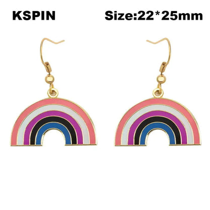 Transgender Rainbow Pansexual pride Genderqueer pride LGBT Earrings Gay Pride Rainbow Earrings Jewelry For Women Men Lovers Gift - Lifestyle Travel Trading