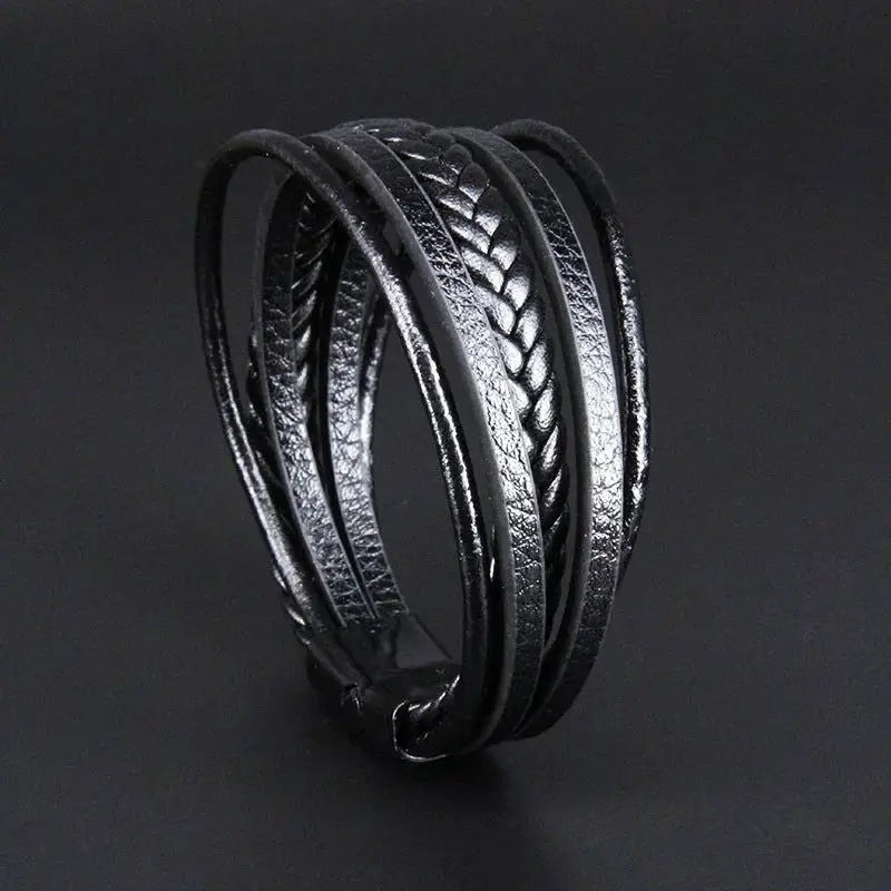 Delysia King Trendy Leather Braided Bracelet Alloy Magnetic Clasp Bracelets for Men - Lifestyle Travel Trading