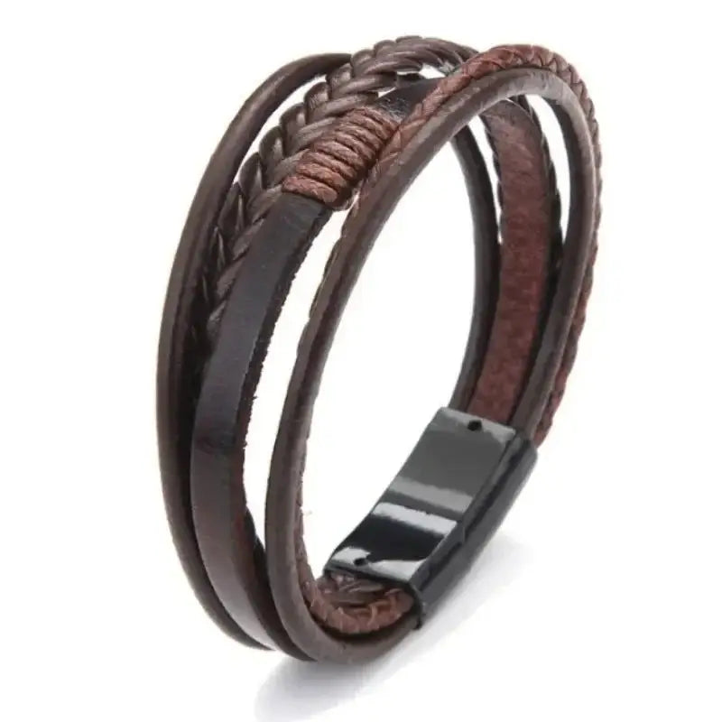 Delysia King Trendy Leather Braided Bracelet Alloy Magnetic Clasp Bracelets for Men - Lifestyle Travel Trading