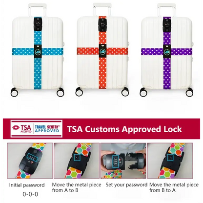 TSA Combination Lock Luggage Straps for 20-32 inch Suitcase - Luggage Accessories