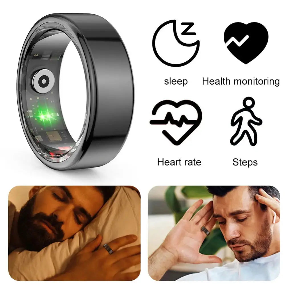 R02 Smart Ring Women Men Smartring Health Monitoring IP68&5ATM Waterproof Multi-sport Modes Bluetooth Sleep Tracker Finger Ring - Lifestyle Travel Trading