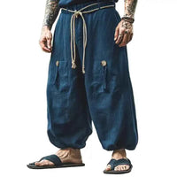 Cotton Linen Pants | Men's Ethnic Style Wide Leg Trousers