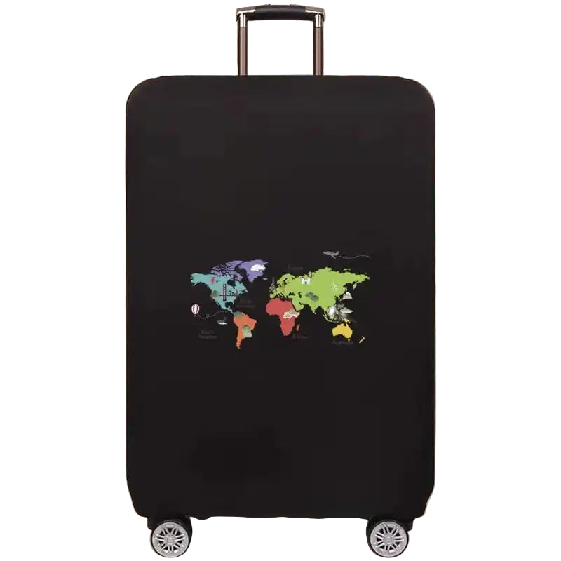 Global Design Luggage Covers | Elastic World Map Protector (S–XL)