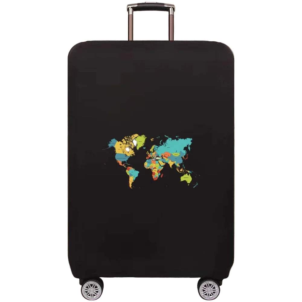 Global Design Luggage Covers | Elastic World Map Protector (S–XL)