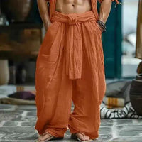 Cotton Linen Pants | Men's Ethnic Style Wide Leg Trousers