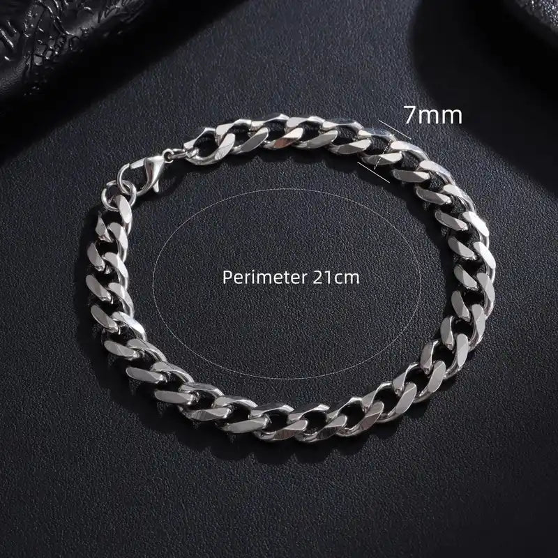 Cuban Chain Bracelet | Stainless Steel Link Wristband for Men & Women Dropified