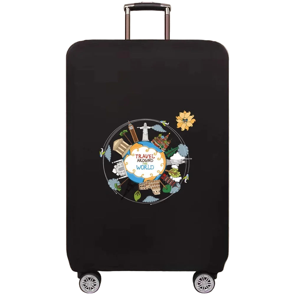 Global Design Luggage Covers | Elastic World Map Protector (S–XL)