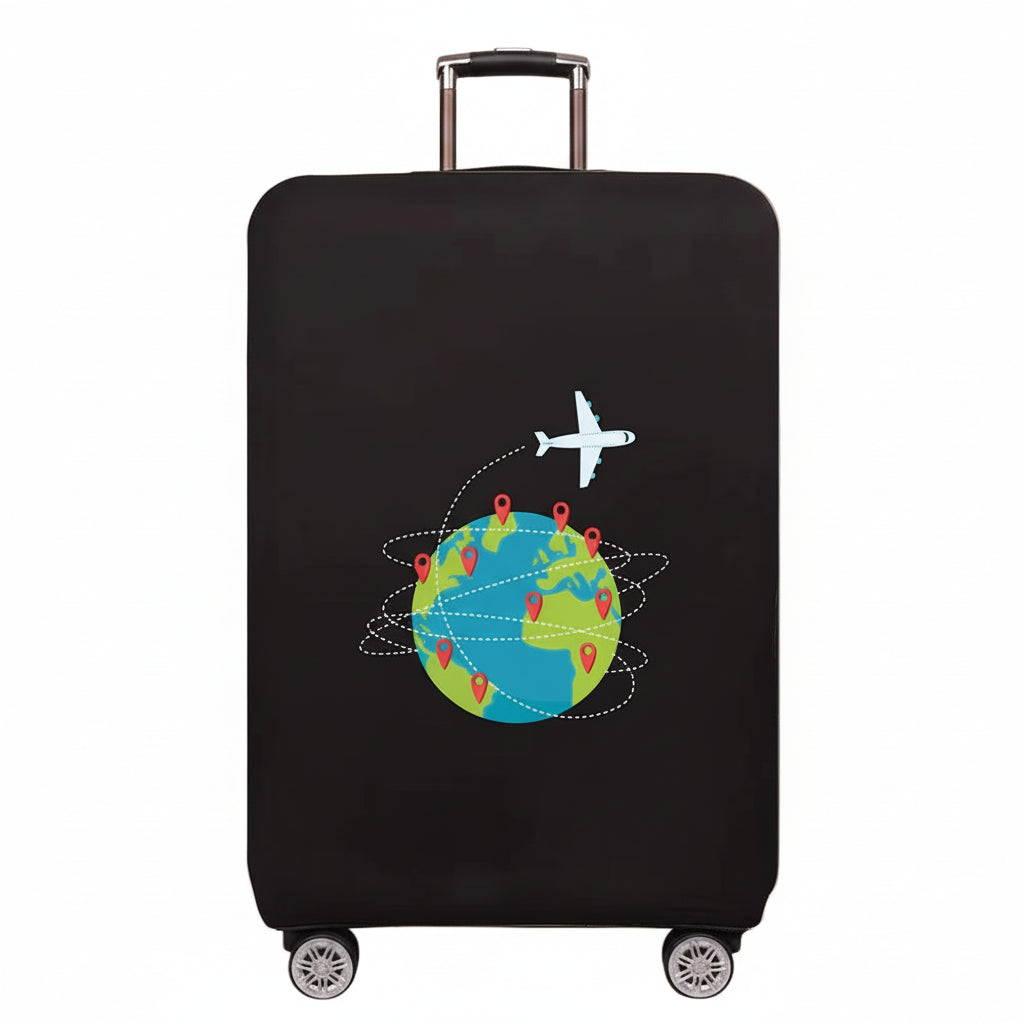Global Design Luggage Covers | Elastic World Map Protector (S–XL)