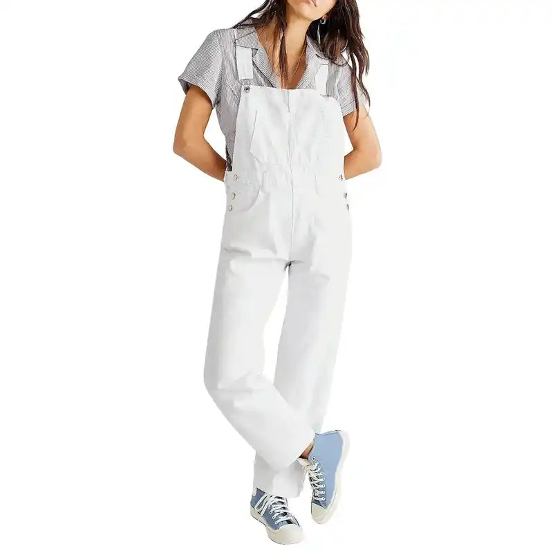 Women Dungarees | Loose Vintage Wide-Leg Jumpsuit with Pockets Dropified