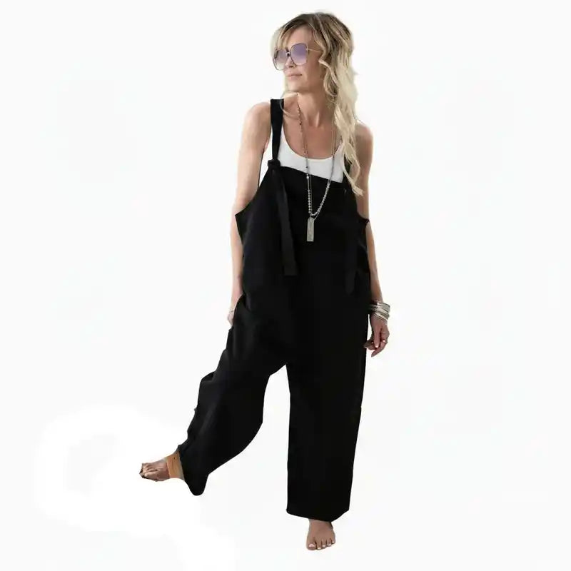 Women Harem Dungarees | Loose Cotton‑Linen Bib Jumpsuit S‑XL Dropified