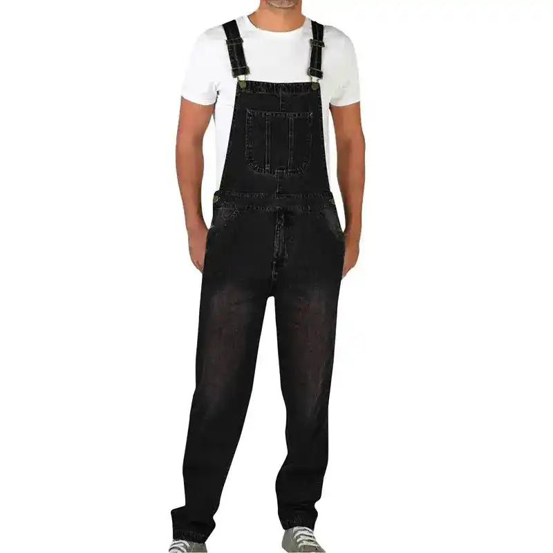 Straight Leg Denim Overalls | Men's Loose Fit Functional Suspender Trousers Dropified
