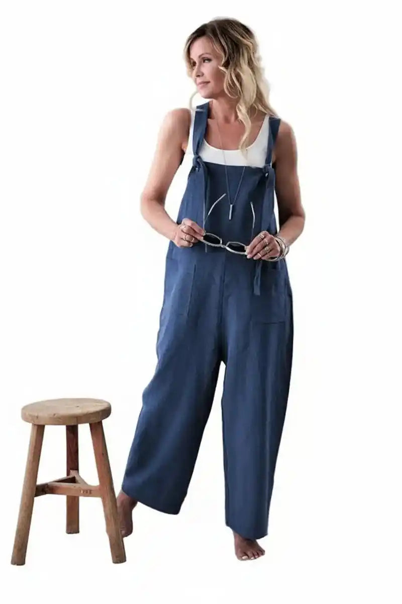 Women Harem Dungarees | Loose Cotton‑Linen Bib Jumpsuit S‑XL Dropified