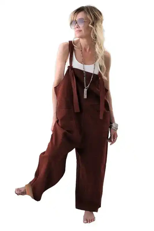 Women Harem Dungarees | Loose Cotton‑Linen Bib Jumpsuit S‑XL Dropified