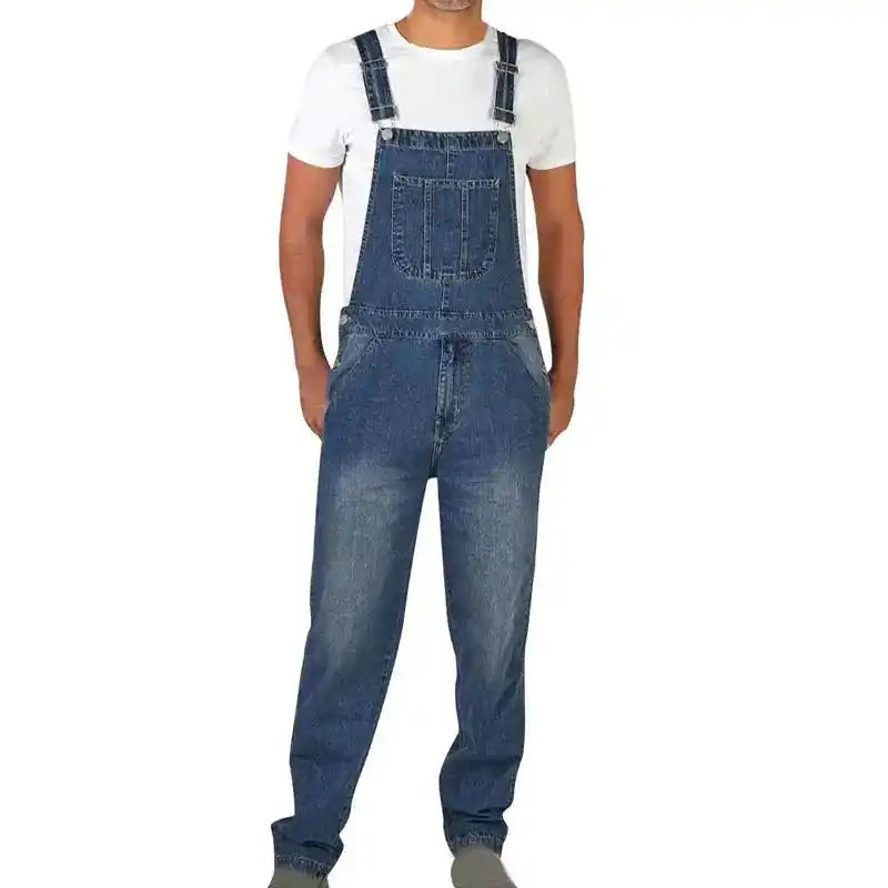 Straight Leg Denim Overalls | Men's Loose Fit Functional Suspender Trousers Dropified