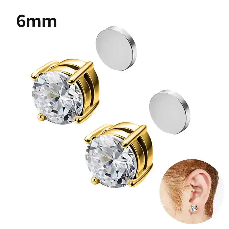 Non Piercing Earrings | Crystal Magnetic Clip-On Studs for Men & Women Dropified
