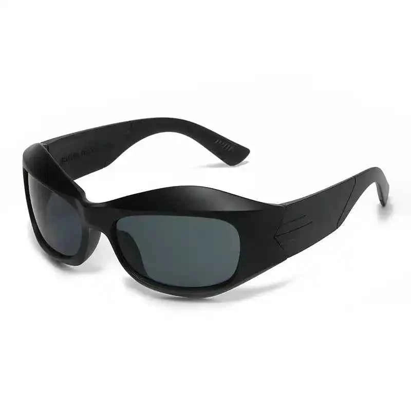 Curved Sports Sunglasses – Retro Y2K Steampunk Style - Lifestyle Travel Trading