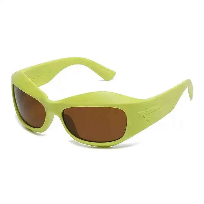 Curved Sports Sunglasses – Retro Y2K Steampunk Style - Lifestyle Travel Trading