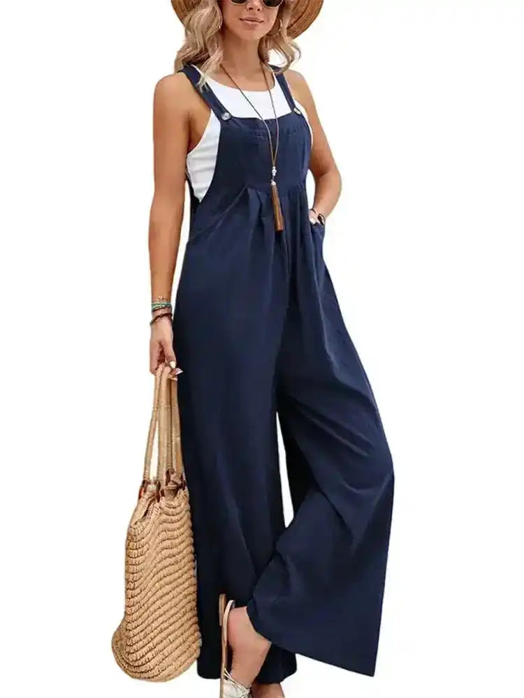 Women Loose Fit Overalls | Wide-Leg Baggy Bib Jumpsuit Dropified