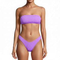 High Cut Brazilian Bikini Set | Textured Solid Swimwear