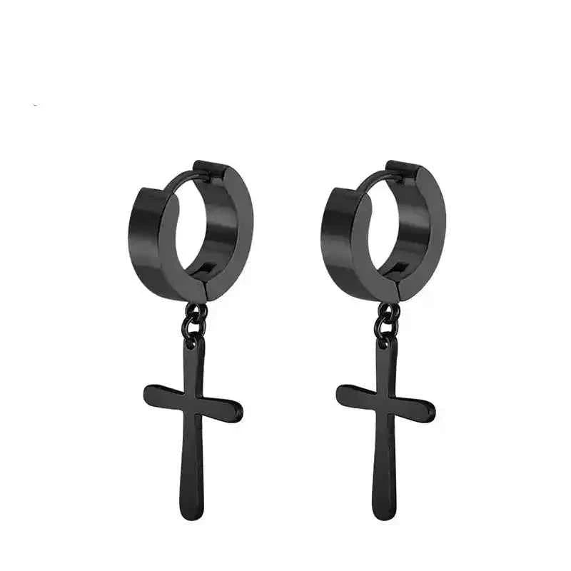 Black Stainless Steel Stud Earrings – Minimal Punk Style - Lifestyle Travel Trading