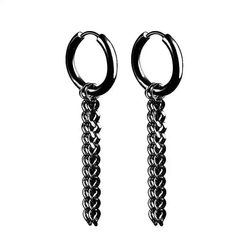 Black Stainless Steel Stud Earrings – Minimal Punk Style - Lifestyle Travel Trading