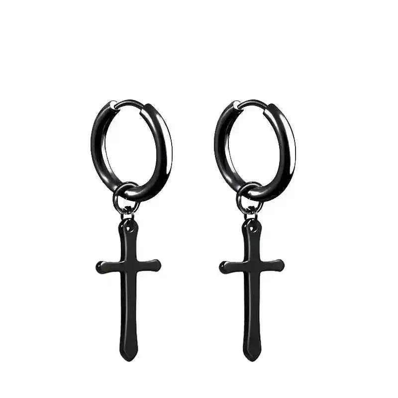 Black Stainless Steel Stud Earrings – Minimal Punk Style - Lifestyle Travel Trading