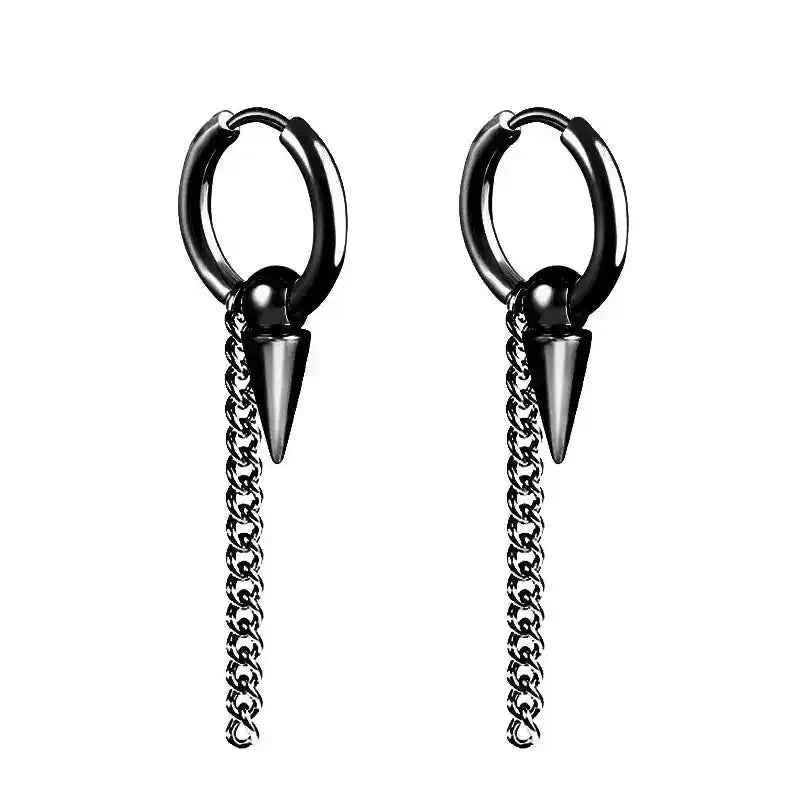 Black Stainless Steel Stud Earrings – Minimal Punk Style - Lifestyle Travel Trading