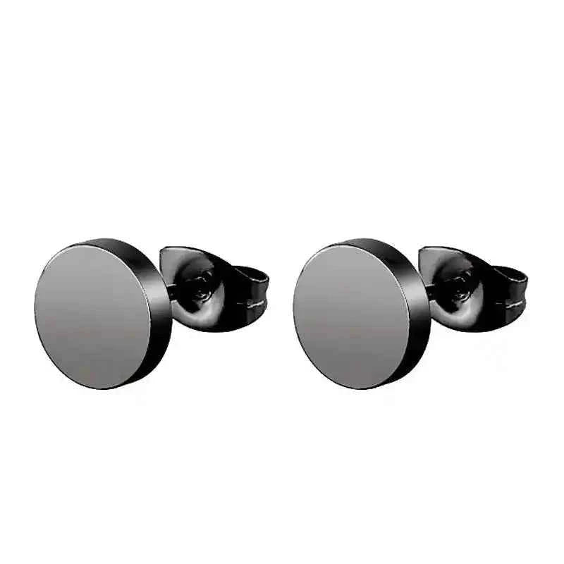 Black Stainless Steel Stud Earrings – Minimal Punk Style - Lifestyle Travel Trading