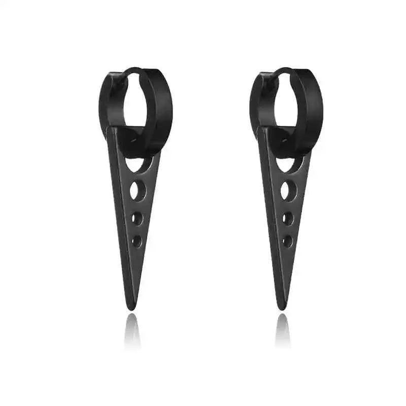 Black Stainless Steel Stud Earrings – Minimal Punk Style - Lifestyle Travel Trading