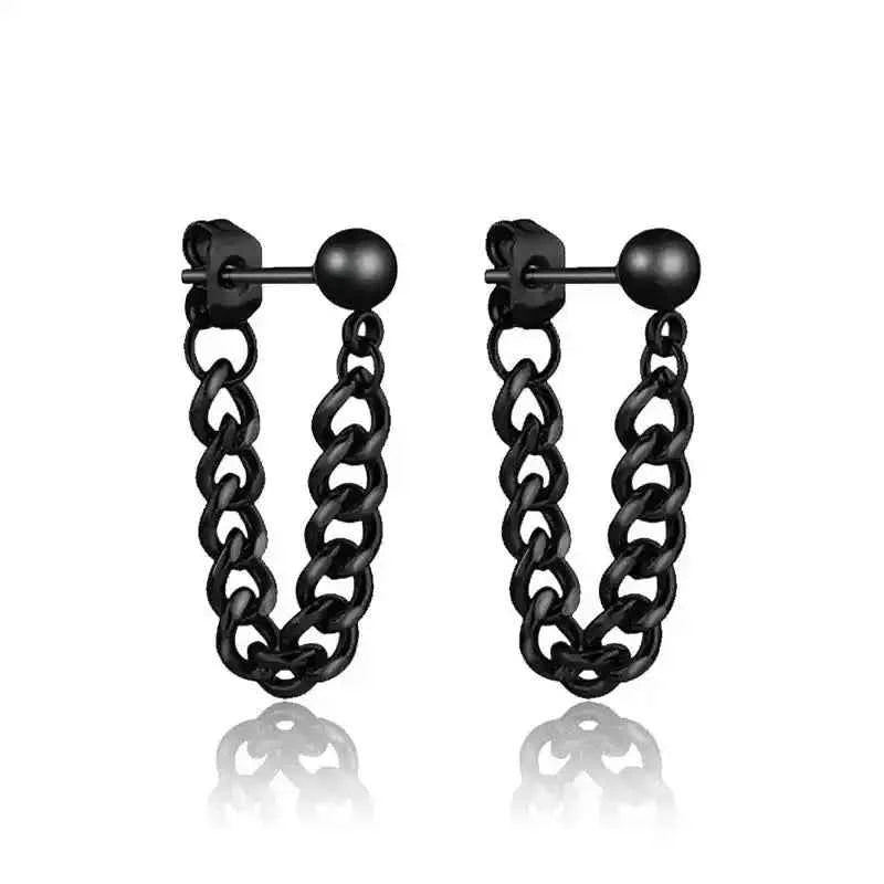 Black Stainless Steel Stud Earrings – Minimal Punk Style - Lifestyle Travel Trading