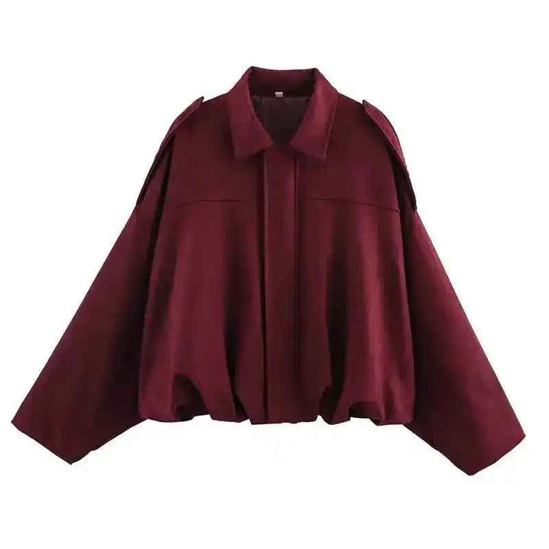 Women’s Bomber Jacket – Turn‑Down Collar Loose‑Fit Vintage Style - Lifestyle Travel Trading