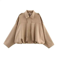 Women’s Bomber Jacket – Turn‑Down Collar Loose‑Fit Vintage Style - Lifestyle Travel Trading