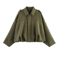 Women’s Bomber Jacket – Turn‑Down Collar Loose‑Fit Vintage Style - Lifestyle Travel Trading