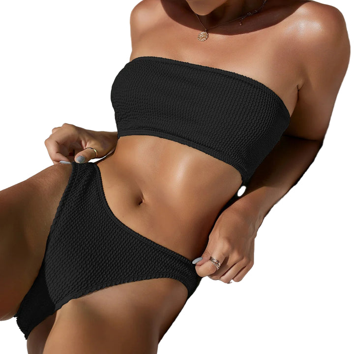 High Cut Brazilian Bikini Set | Textured Solid Swimwear