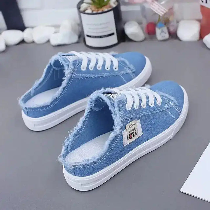 2024 Spring Summer Women Canvas Sneaker Low Top Denim Sneakers Ladies Lace-Up Flat Canvas Board Shoes Female sapatos femininos Lifestyle Travel Trading