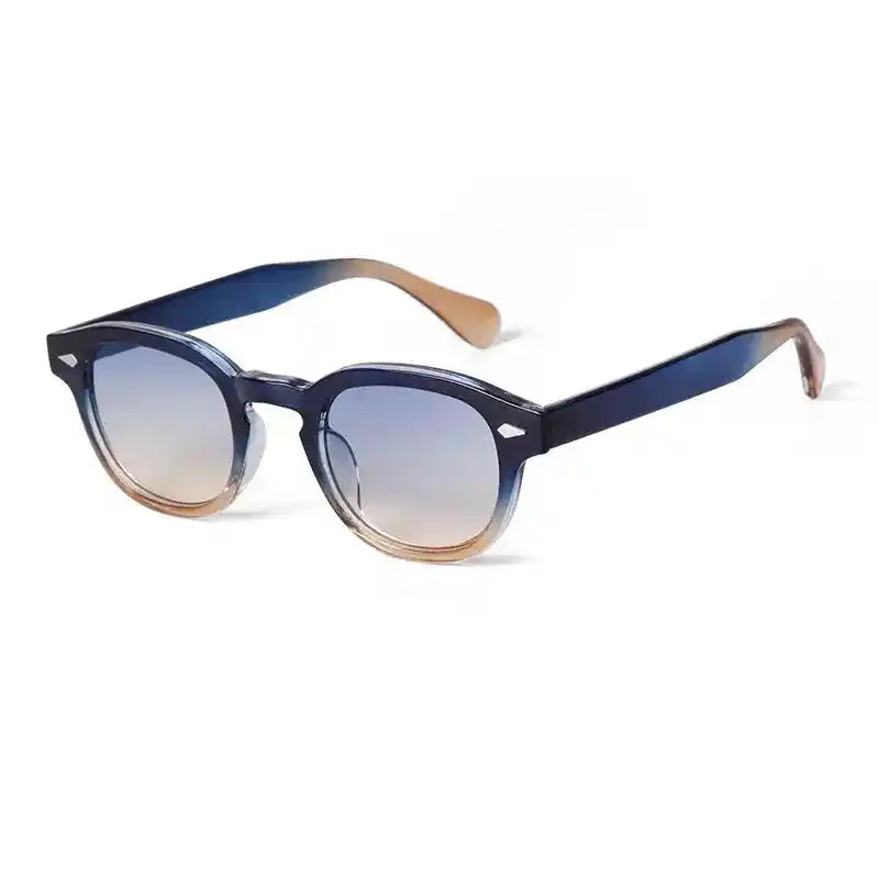 Vintage Fashion Shell Round Sunglasses Women Men 2024 Brand Design Retro Rivet Yellow Blue Lens Square Sun Glasses Female UV400 Lifestyle Travel Trading